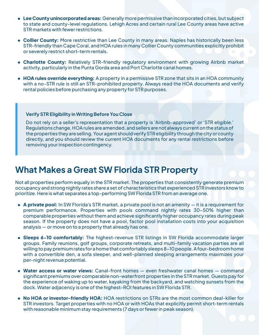 Pages on short-term rental rules and investment returns by city